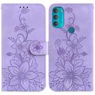 For Motorola Moto G71 5G Lily Embossed Leather Phone Case(Purple) - 1