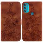 For Motorola Moto G71 5G Lily Embossed Leather Phone Case(Brown) - 1