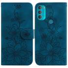 For Motorola Moto G71 5G Lily Embossed Leather Phone Case(Dark Blue) - 1