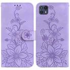 For Motorola Moto G50 5G Lily Embossed Leather Phone Case(Purple) - 1