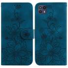 For Motorola Moto G50 5G Lily Embossed Leather Phone Case(Dark Blue) - 1