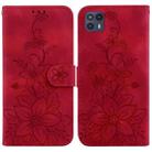 For Motorola Moto G50 5G Lily Embossed Leather Phone Case(Red) - 1