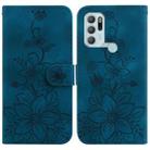 For Motorola Moto G60S Lily Embossed Leather Phone Case(Dark Blue) - 1