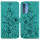 For Motorola Edge 20 Pro Lily Embossed Leather Phone Case(Green) - 1
