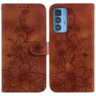 For Motorola Edge 20 Pro Lily Embossed Leather Phone Case(Brown) - 1
