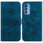 For Motorola Edge 20 Pro Lily Embossed Leather Phone Case(Dark Blue) - 1