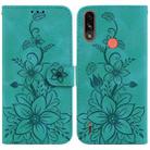 For Motorola Moto E7 Power / E7i Power Lily Embossed Leather Phone Case(Green) - 1