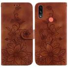 For Motorola Moto E7 Power / E7i Power Lily Embossed Leather Phone Case(Brown) - 1