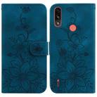 For Motorola Moto E7 Power / E7i Power Lily Embossed Leather Phone Case(Dark Blue) - 1