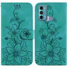 For Motorola Moto G60 / G40 Fusion Lily Embossed Leather Phone Case(Green) - 1