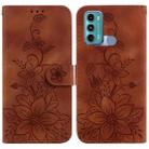 For Motorola Moto G60 / G40 Fusion Lily Embossed Leather Phone Case(Brown) - 1