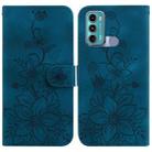 For Motorola Moto G60 / G40 Fusion Lily Embossed Leather Phone Case(Dark Blue) - 1