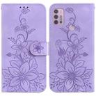 For Motorola Moto G30/G10/G20/G10 Power Lily Embossed Leather Phone Case(Purple) - 1