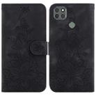 For Motorola Moto G9 Power Lily Embossed Leather Phone Case(Black) - 1