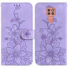 For Motorola Moto G9 Play / E7 Plus Lily Embossed Leather Phone Case(Purple) - 1