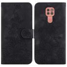 For Motorola Moto G9 Play / E7 Plus Lily Embossed Leather Phone Case(Black) - 1