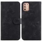 For Motorola Moto G9 Plus Lily Embossed Leather Phone Case(Black) - 1