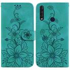 For Motorola Moto G8 Power Lite Lily Embossed Leather Phone Case(Green) - 1