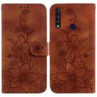 For Motorola Moto G8 Power Lite Lily Embossed Leather Phone Case(Brown) - 1