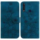 For Motorola Moto G8 Power Lite Lily Embossed Leather Phone Case(Dark Blue) - 1