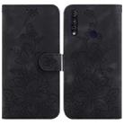 For Motorola Moto G8 Power Lite Lily Embossed Leather Phone Case(Black) - 1