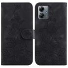 For Motorola Moto G14 Lily Embossed Leather Phone Case(Black) - 1