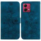 For Motorola Moto G84 Lily Embossed Leather Phone Case(Dark Blue) - 1