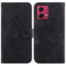 For Motorola Moto G84 Lily Embossed Leather Phone Case(Black) - 1