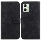 For Motorola Moto G54 Lily Embossed Leather Phone Case(Black) - 1