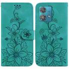 For Motorola Edge 40 Neo Lily Embossed Leather Phone Case(Green) - 1