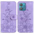 For Motorola Edge 40 Neo Lily Embossed Leather Phone Case(Purple) - 1