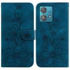 For Motorola Edge 40 Neo Lily Embossed Leather Phone Case(Dark Blue) - 1