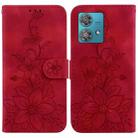 For Motorola Edge 40 Neo Lily Embossed Leather Phone Case(Red) - 1