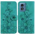 For Motorola Moto G Play 4G 2024 Lily Embossed Leather Phone Case(Green) - 1