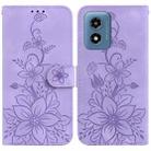 For Motorola Moto G Play 4G 2024 Lily Embossed Leather Phone Case(Purple) - 1