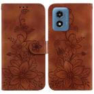 For Motorola Moto G Play 4G 2024 Lily Embossed Leather Phone Case(Brown) - 1