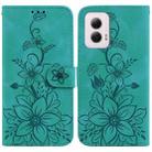 For Motorola Moto G Power 5G 2024 Lily Embossed Leather Phone Case(Green) - 1