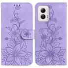 For Motorola Moto G Power 5G 2024 Lily Embossed Leather Phone Case(Purple) - 1