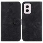 For Motorola Moto G Power 5G 2024 Lily Embossed Leather Phone Case(Black) - 1