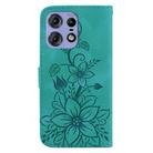 For Motorola Edge 50 Pro Lily Embossed Leather Phone Case(Green) - 3