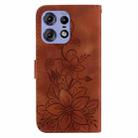 For Motorola Edge 50 Pro Lily Embossed Leather Phone Case(Brown) - 3