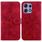 For Motorola Edge 50 Pro Lily Embossed Leather Phone Case(Red) - 1