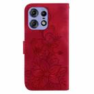 For Motorola Edge 50 Pro Lily Embossed Leather Phone Case(Red) - 3