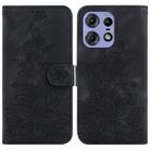 For Motorola Edge 50 Pro Lily Embossed Leather Phone Case(Black) - 1