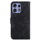 For Motorola Edge 50 Pro Lily Embossed Leather Phone Case(Black) - 3