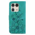 For Motorola Edge 50 Ultra Lily Embossed Leather Phone Case(Green) - 3