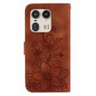 For Motorola Edge 50 Ultra Lily Embossed Leather Phone Case(Brown) - 3