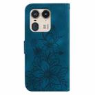 For Motorola Edge 50 Ultra Lily Embossed Leather Phone Case(Dark Blue) - 3