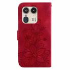 For Motorola Edge 50 Ultra Lily Embossed Leather Phone Case(Red) - 3