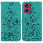 For Motorola Edge 50 Fusion Lily Embossed Leather Phone Case(Green) - 1